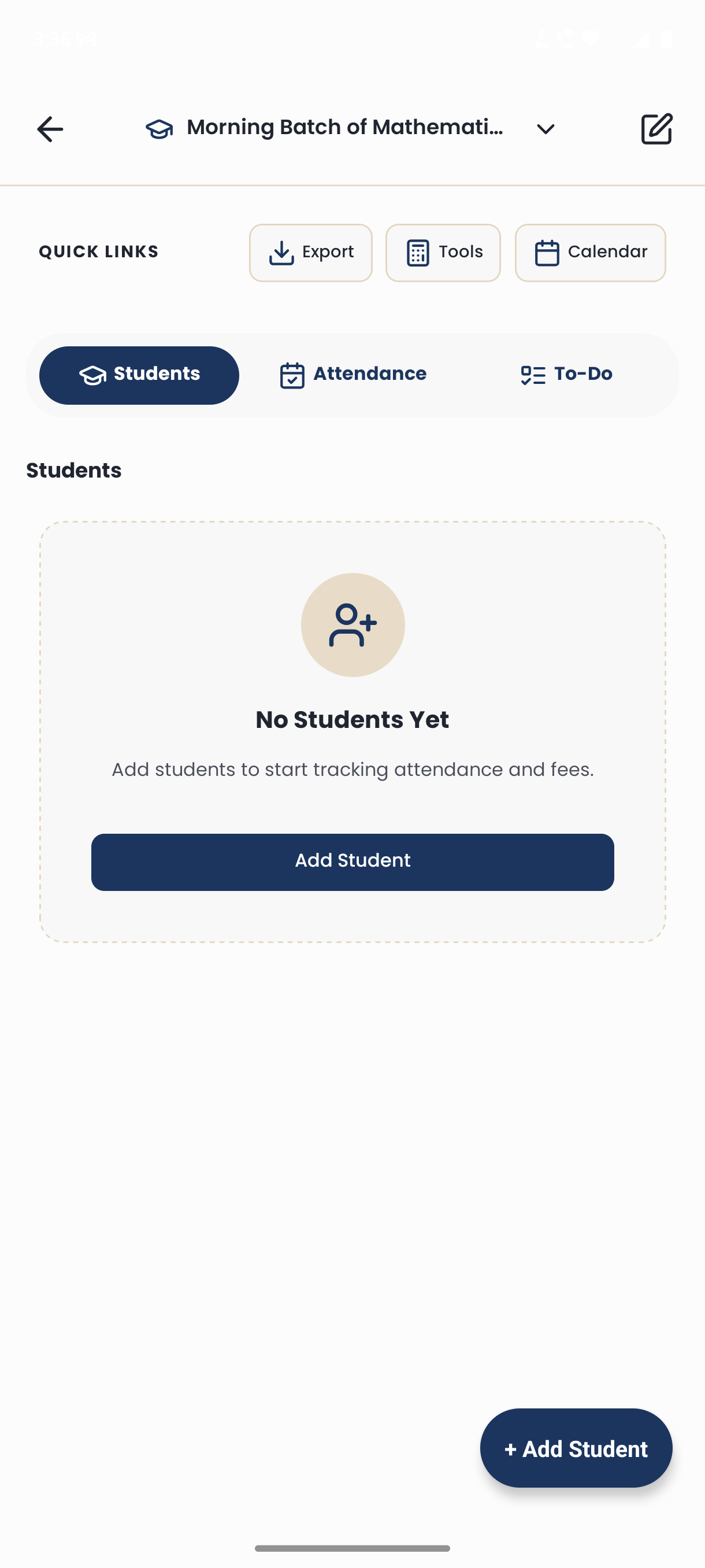 AttendAssist - Classroom view