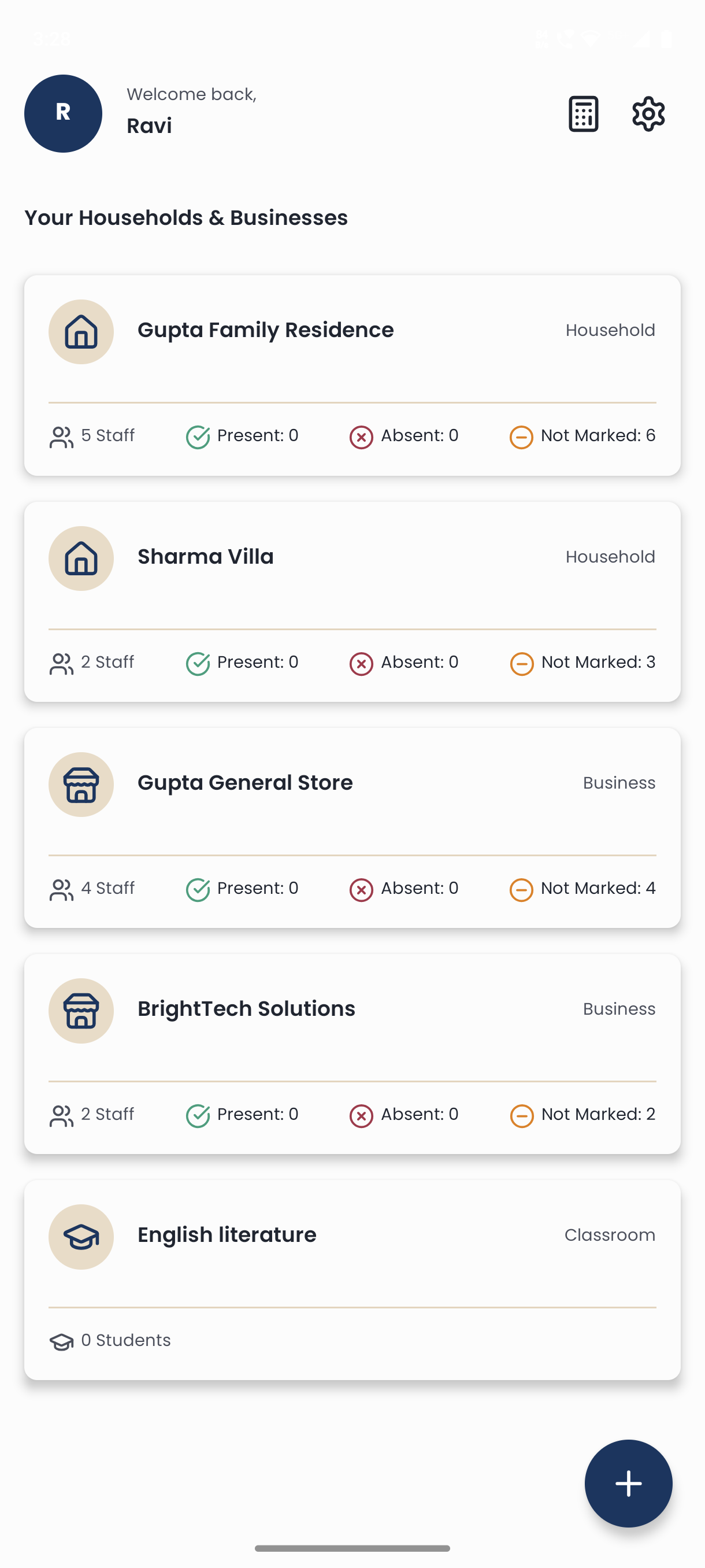 AttendAssist - Dashboard overview