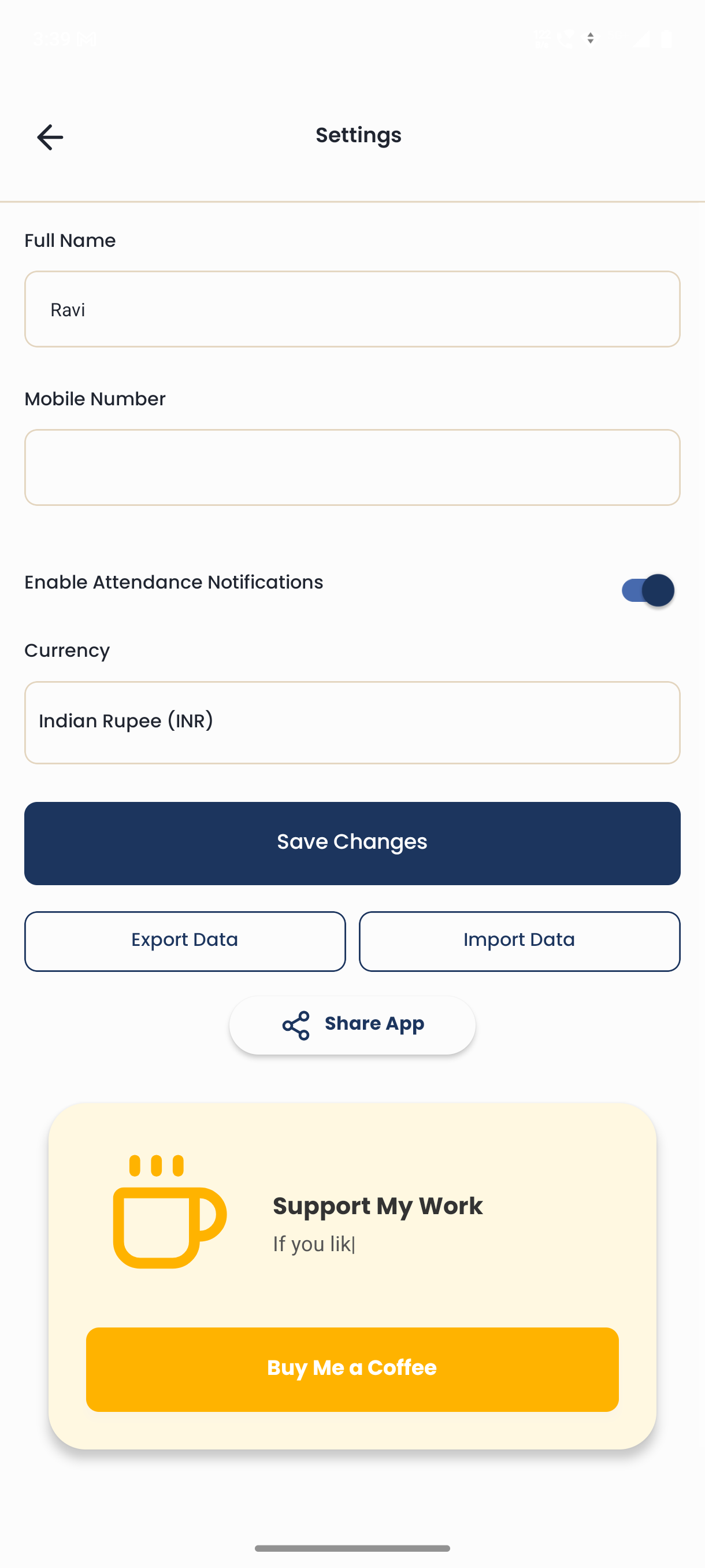 AttendAssist - Settings